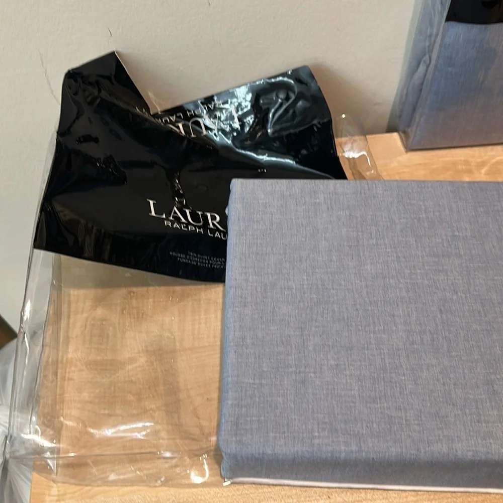 Lauren Graydon Melange Chambray Twin Duvet Cover and Quilted Euro Sham Bundle